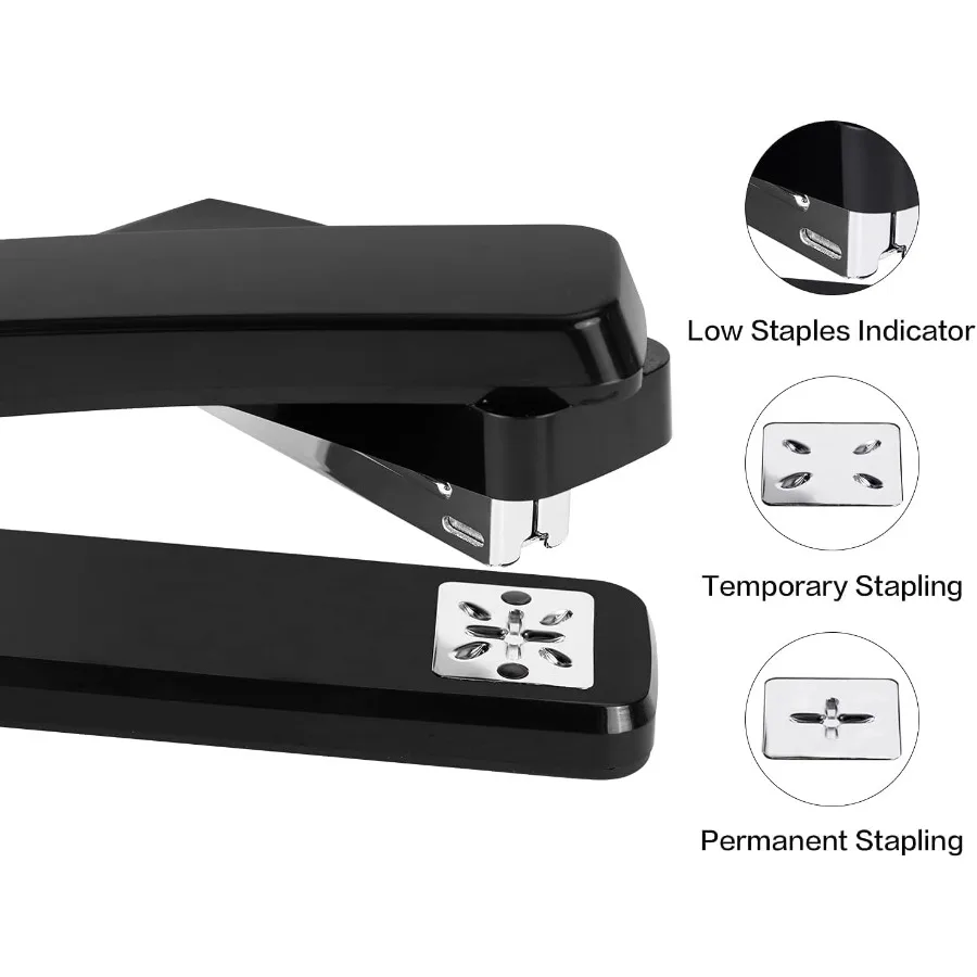 دباسة دوارة من SwingArm تدور 360 درجة لسطح المكتب بسعة 25 ورقة، 1000 دبابيس باللون الأسود