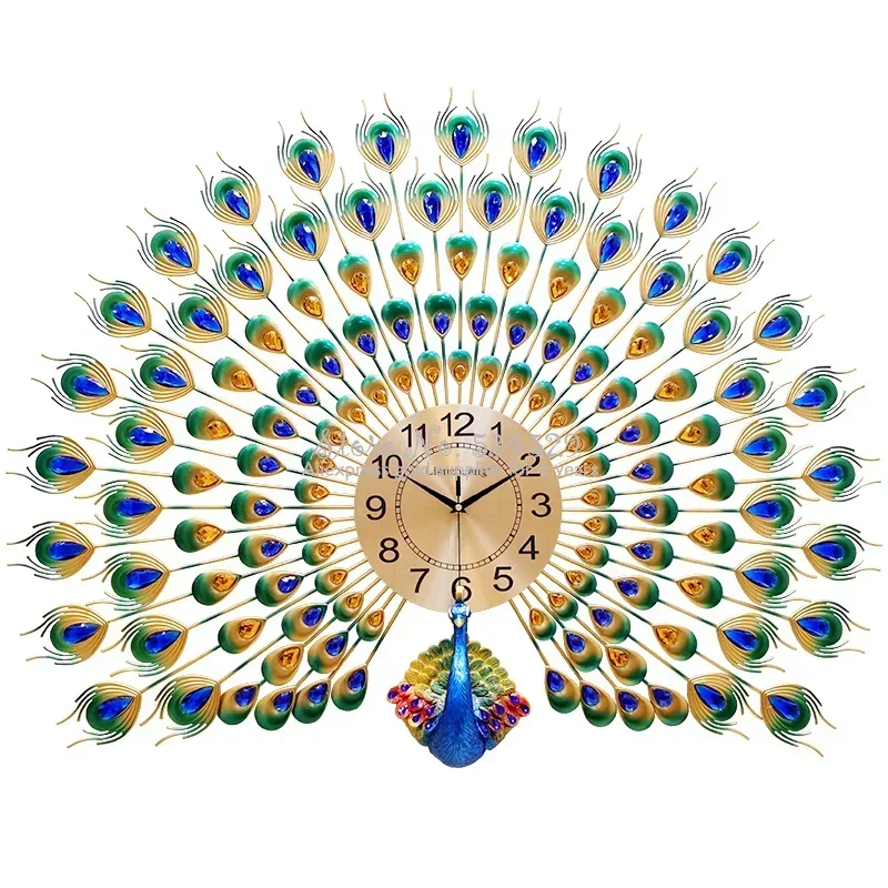 Peacock Wall Clock Fashion Home Clocks Metal Decoration Watch Mute Living Room Clock Elegant Wall Decor Silent Operation