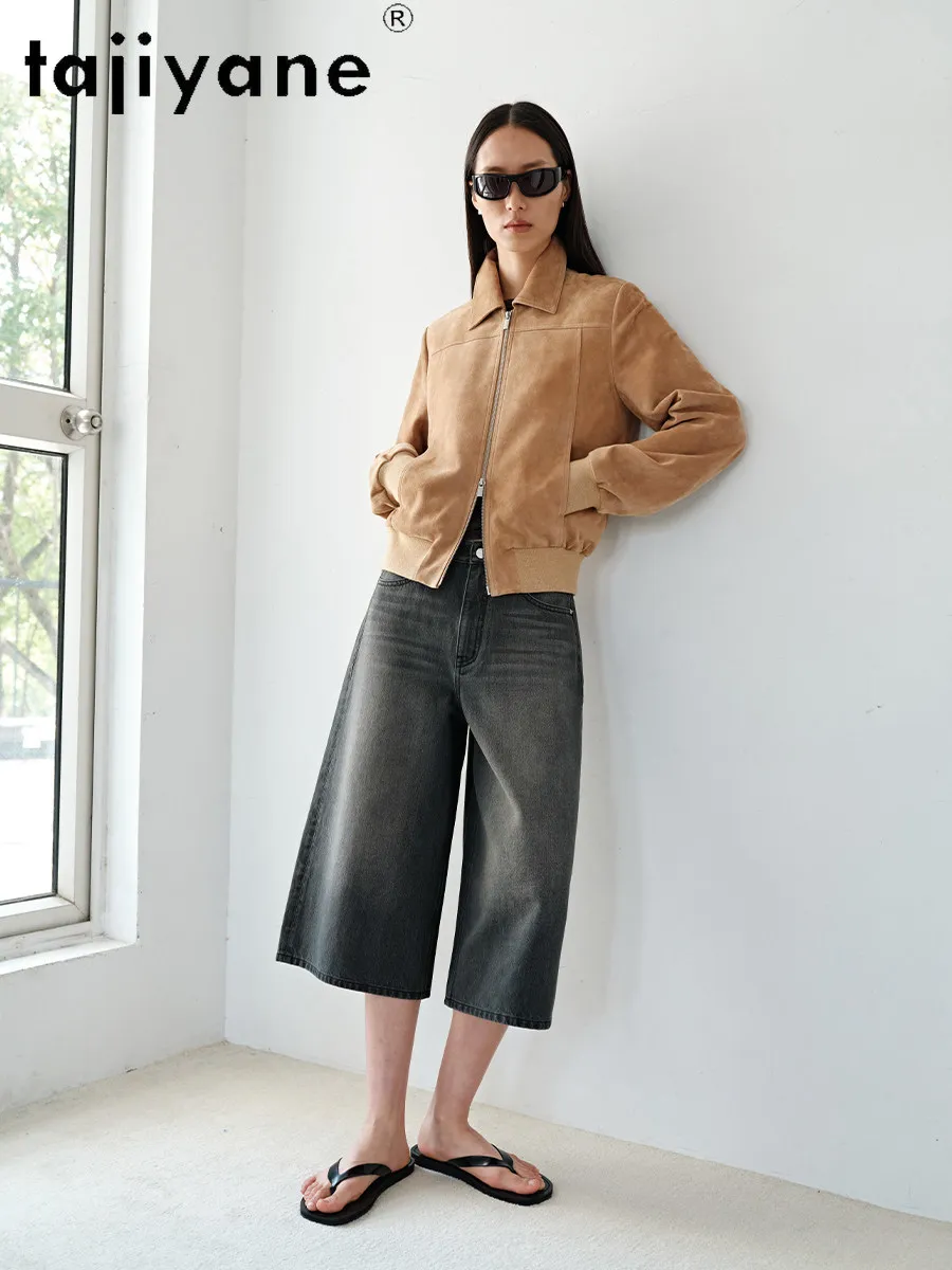 TAJIYANE 100% Sheepskin Jackets Women Stylish Lapel Short Coats Premium Genuine Leather Jacket Spring Woman Clothes 2026 가죽자켓 여성