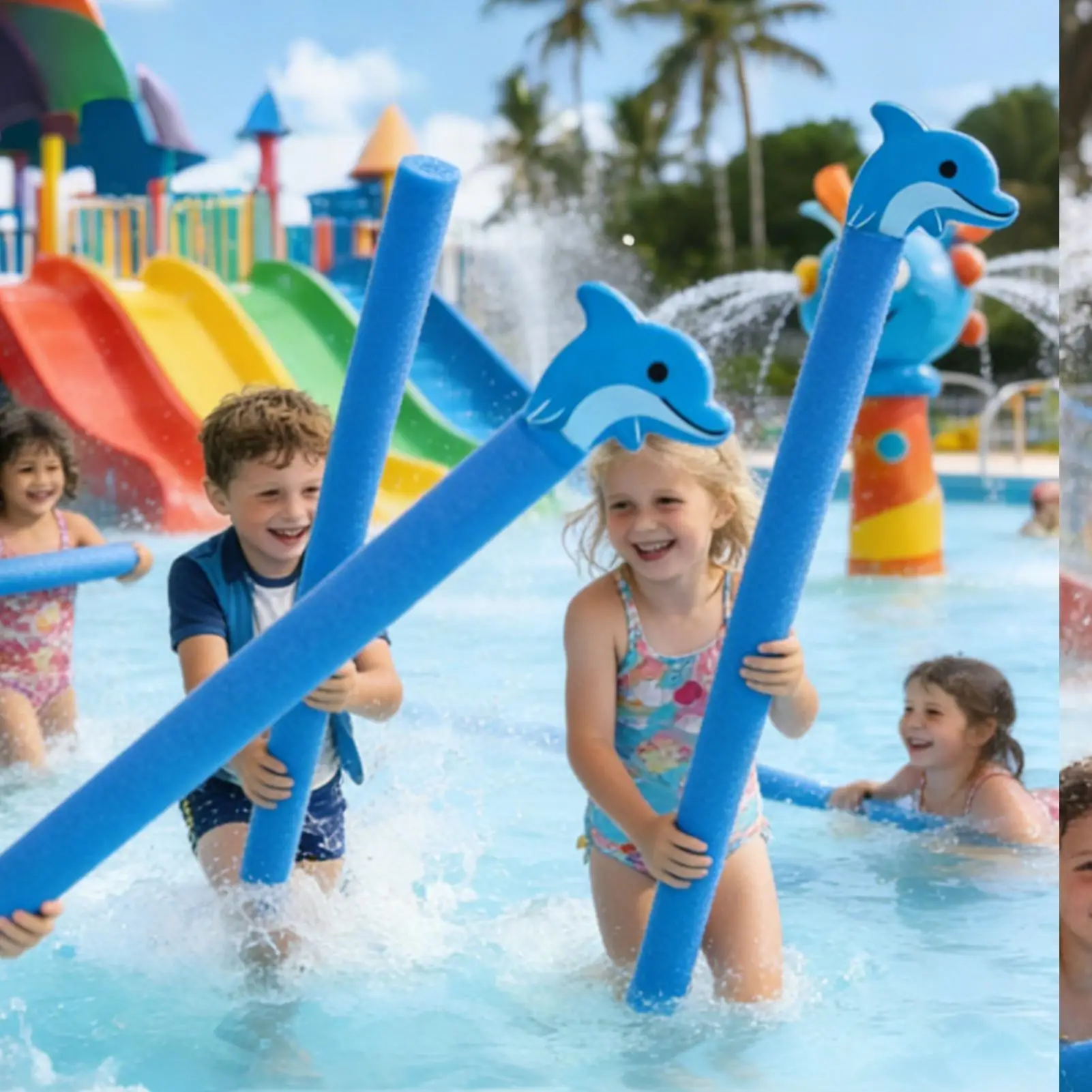 Animal Floating Pool Noodle Pool Foam Sticks Animal Head Swimming Float Sticks Pool Floating Toys Buoyancy Floatation Stick