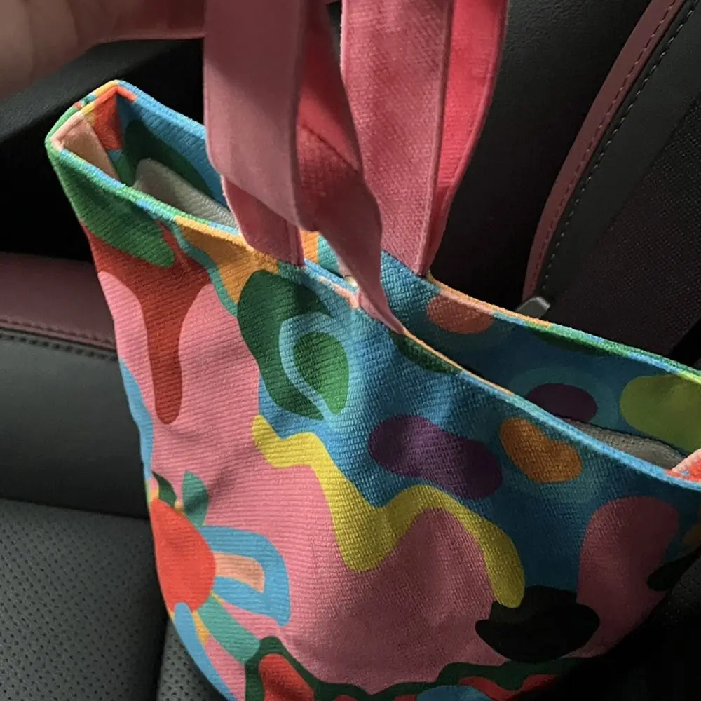 Bolso de lona de estilo coreano con grafiti de dibujos animados, bolsa de almuerzo de gran capacidad, bolso de hombro, bolso de viaje