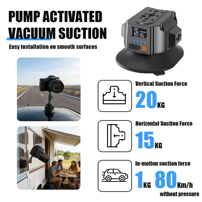Insta360 Compatible High Quality Flexible Oval Aluminum Alloy Silicone 3-inch Suction Cup Waterproof Quick Release LCD