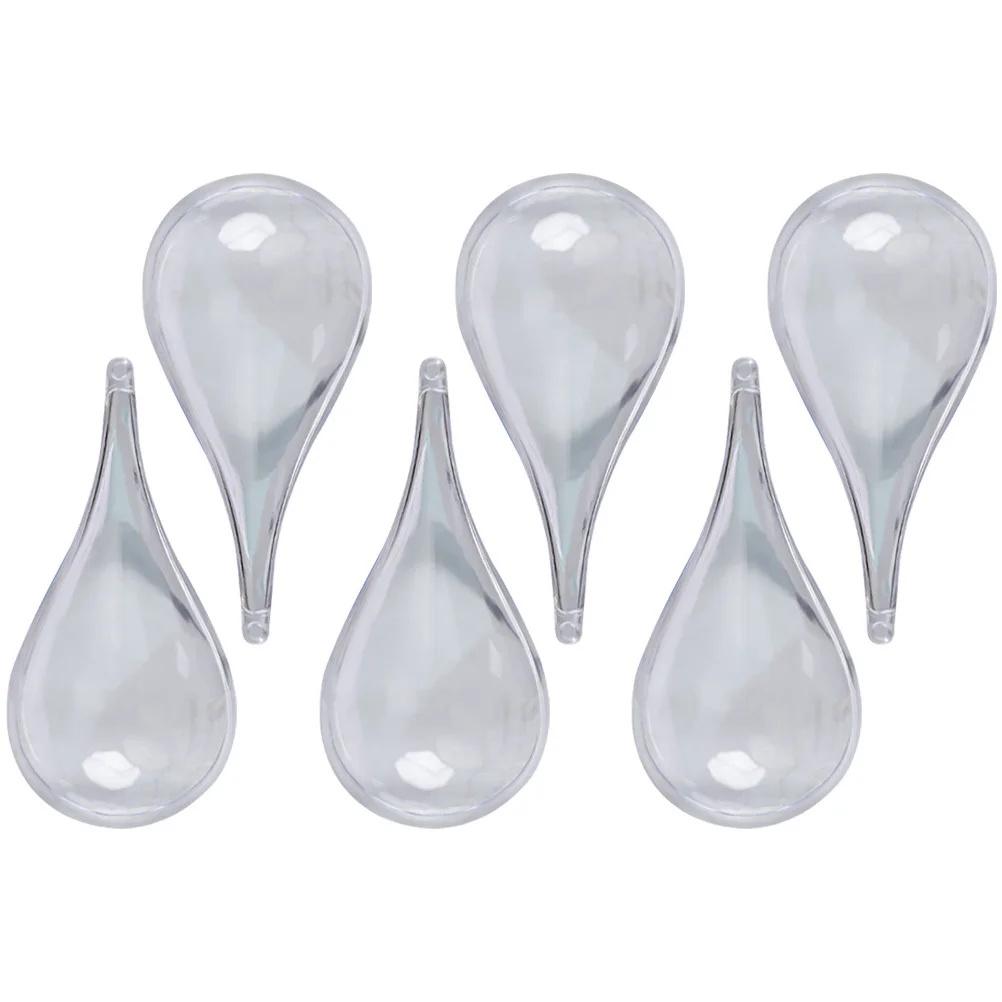 

6pcs Water Drop Box Fillable Transparent Ball Diy Hanging Decor For Christmas Wedding Party -Drop Shaped Clear Ornaments Craft