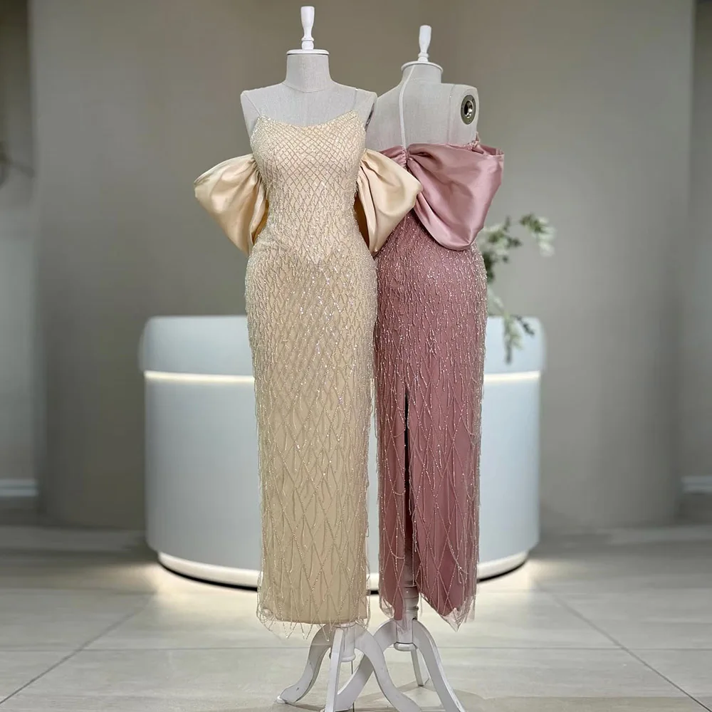 

Alinovia Вечернее платье на тонких бретельках в Дубае для женщин, 2021, роскошное длинное платье с кисточками и бусинами, вечернее платье для выпускного вечера, свадьбы по индивидуальному заказу