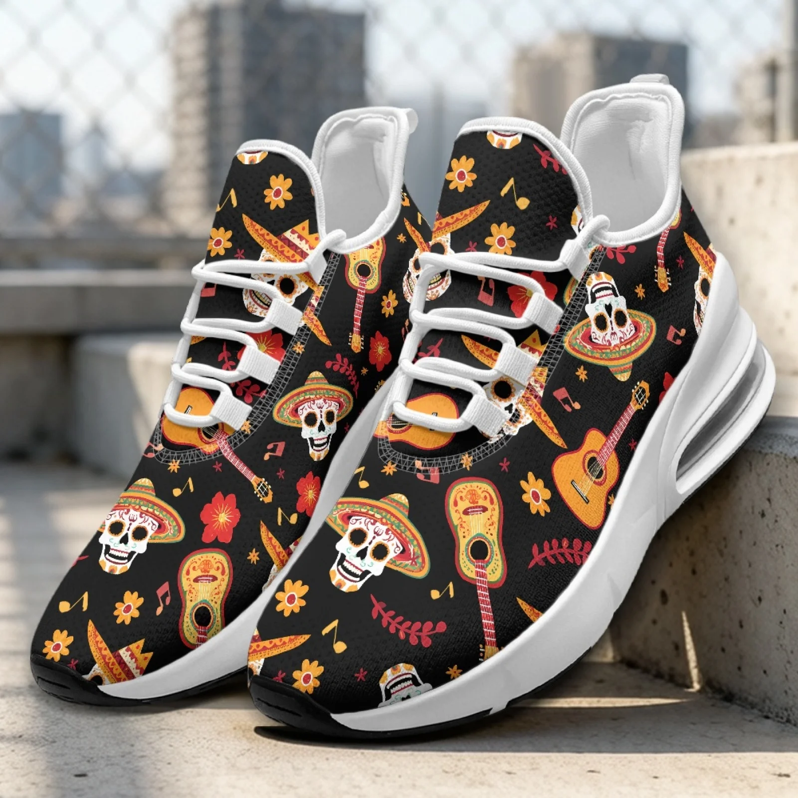 PENSTROLL Skull and Floral Fashion Womens Sneakers for Teenagers Walking Sports, Breathable Running Shoes for Women - view 3