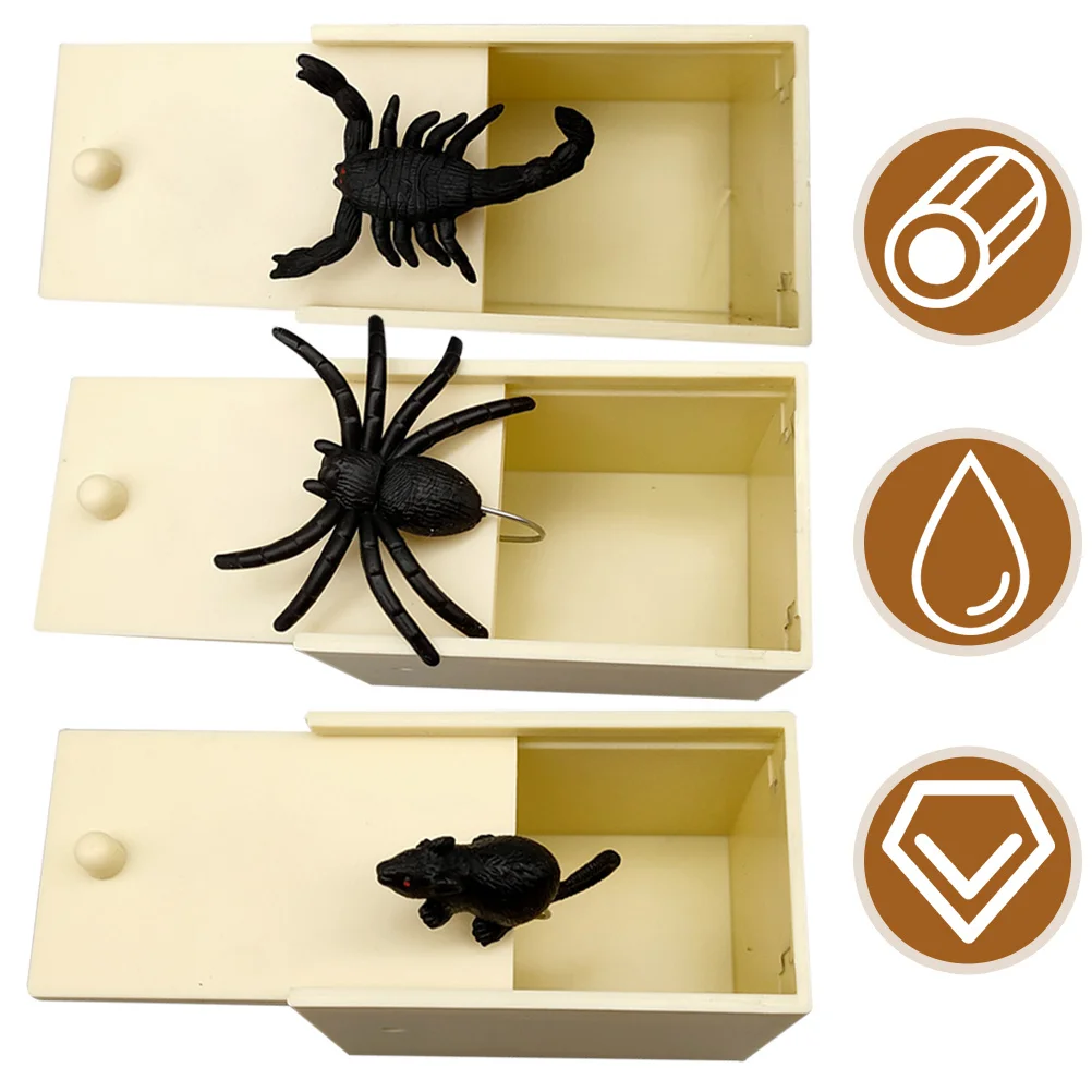 

3 pcs Joke For Halloween Spider Prank Scare Halloween Joke Kids Party Gag Decor Trick Trick Box