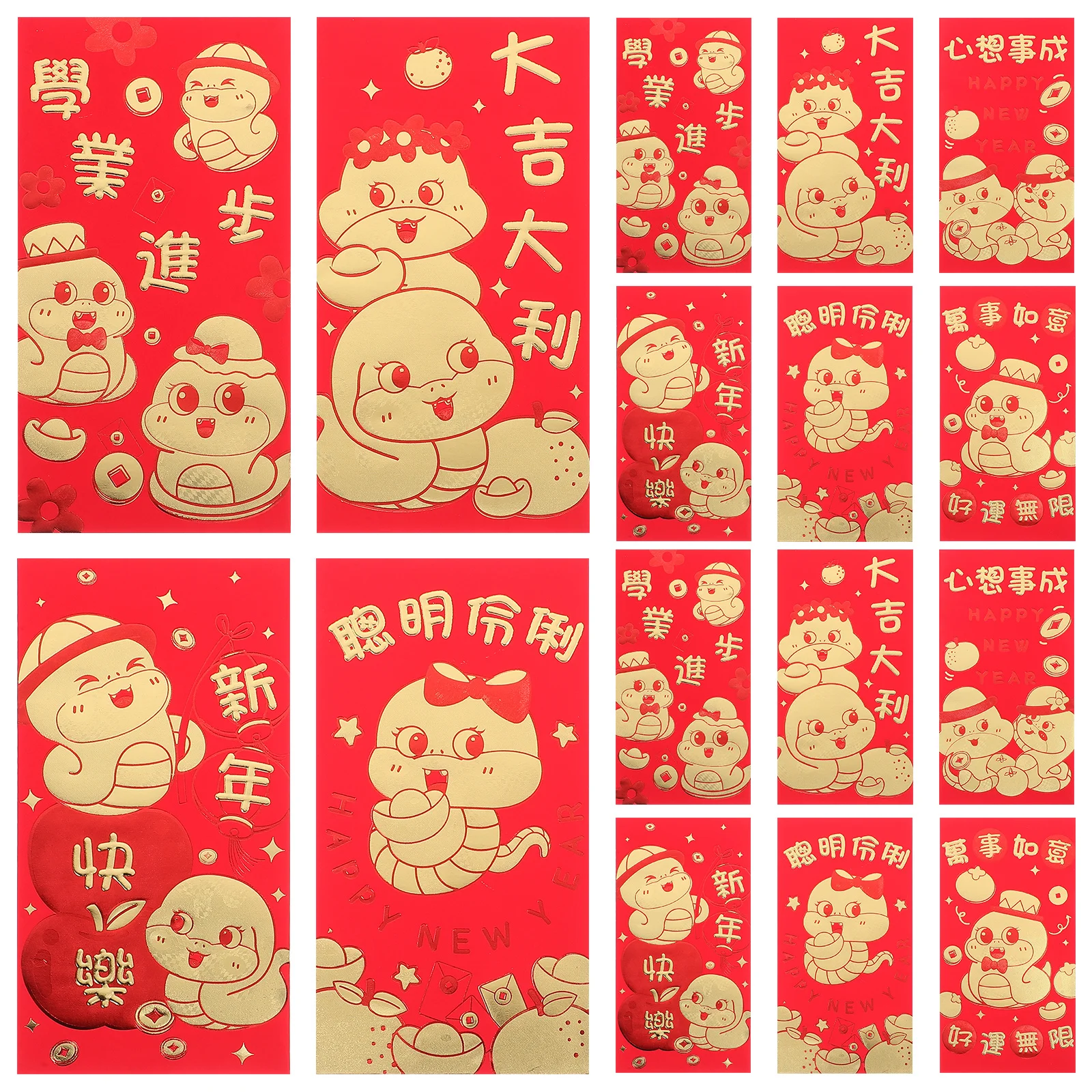 24Pcs Lunar New Year Red Envelopes Traditional Chinese Envelopes Elegant Design for Good Luck Prosperity and Happiness