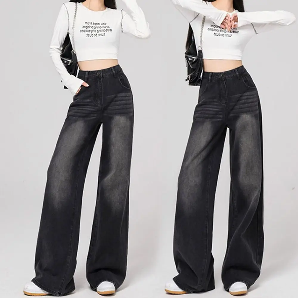 Korean Style Straight Leg Y2K Jeans Loose Autumn Retro Jeans Women High Waist Baggy Denim Pants Streetwear