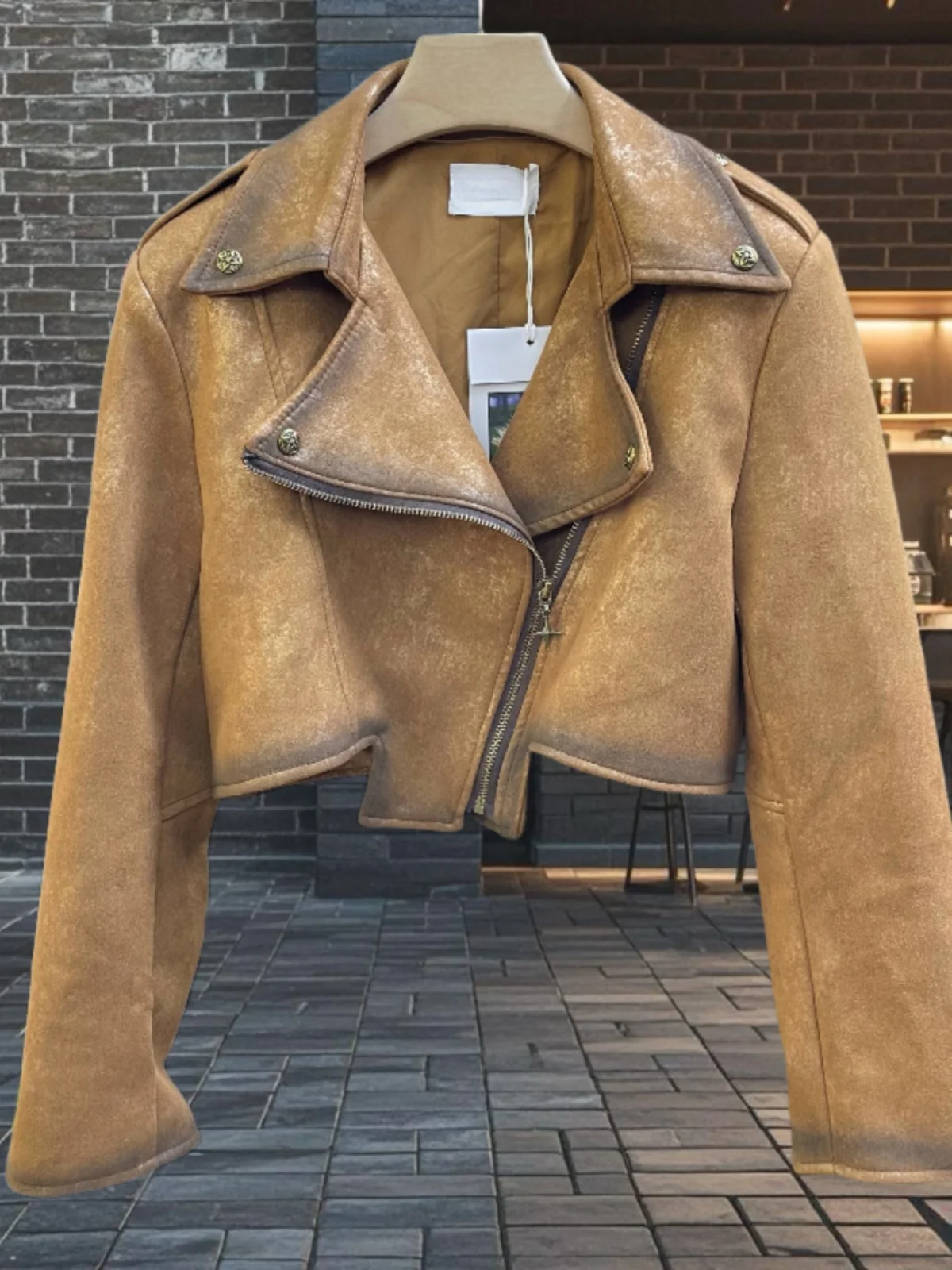 2026年春新作 スエードレザー ジャケット スパイシーガール風 アウター アシンメトリージッパー オリジナルデザイン レディースファッション