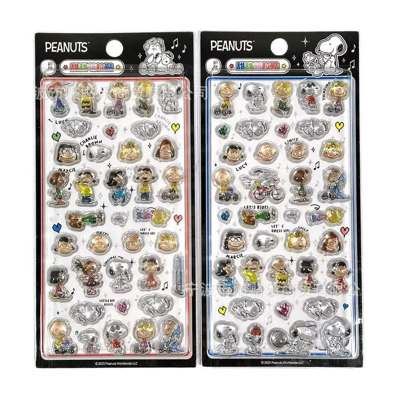 1/4개 일본 스누피 3D 입체 크리스탈 스티커 귀여운 DIY 휴대폰 장식 스티커 학생 핸드 어카운트 문구 선물