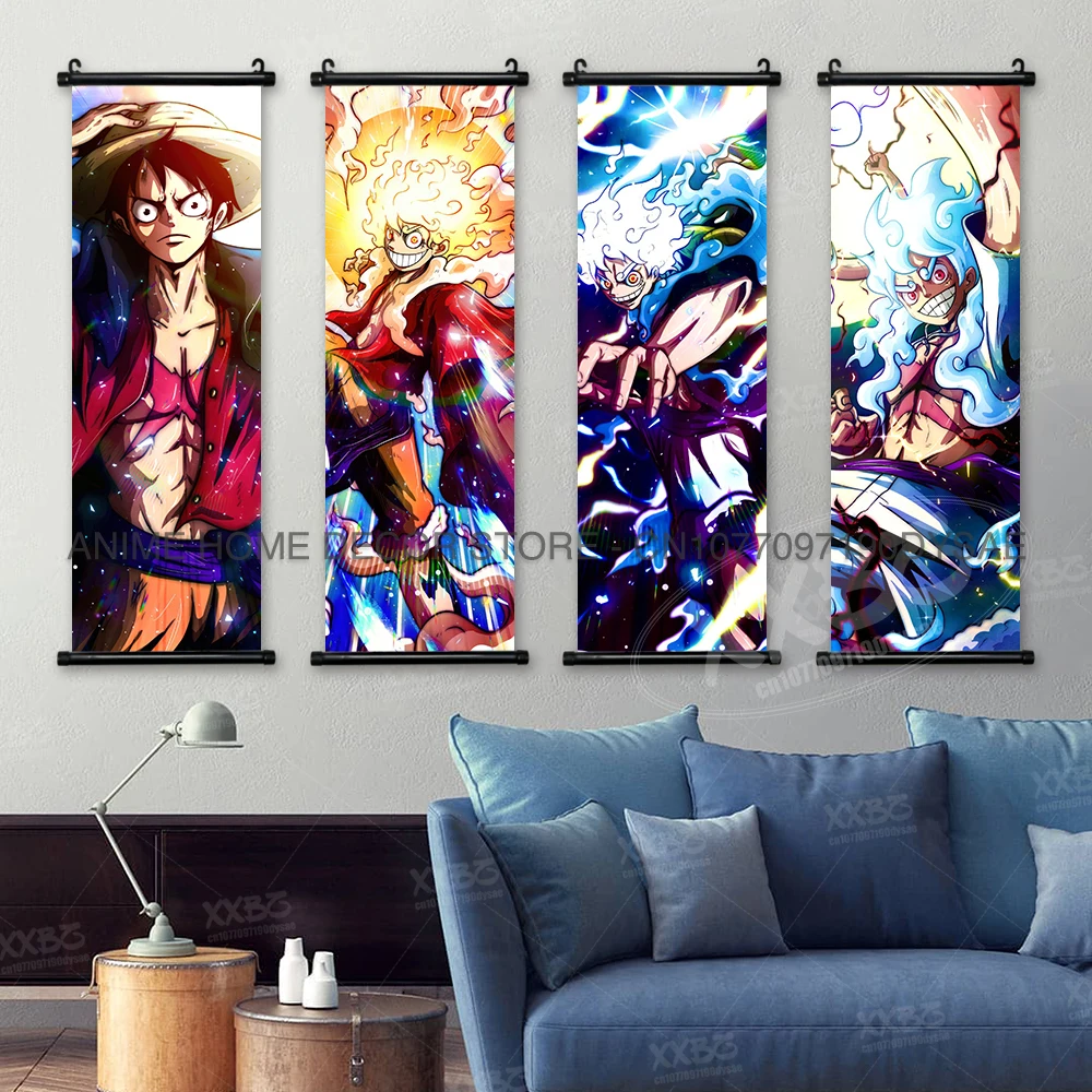 ONE PIECE Poster Monkey D.Luffy Gear 5 Home Decor Roronoa Zoro Wall Artwork Edward Newgate Hanging Painting Anime Scroll Picture