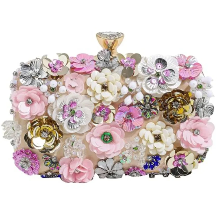 

Evening Bag Beaded Clutch Purses for Women Flower Clutch Floral Purse Handbag Wedding Guest Dress Party Clutches Fancy