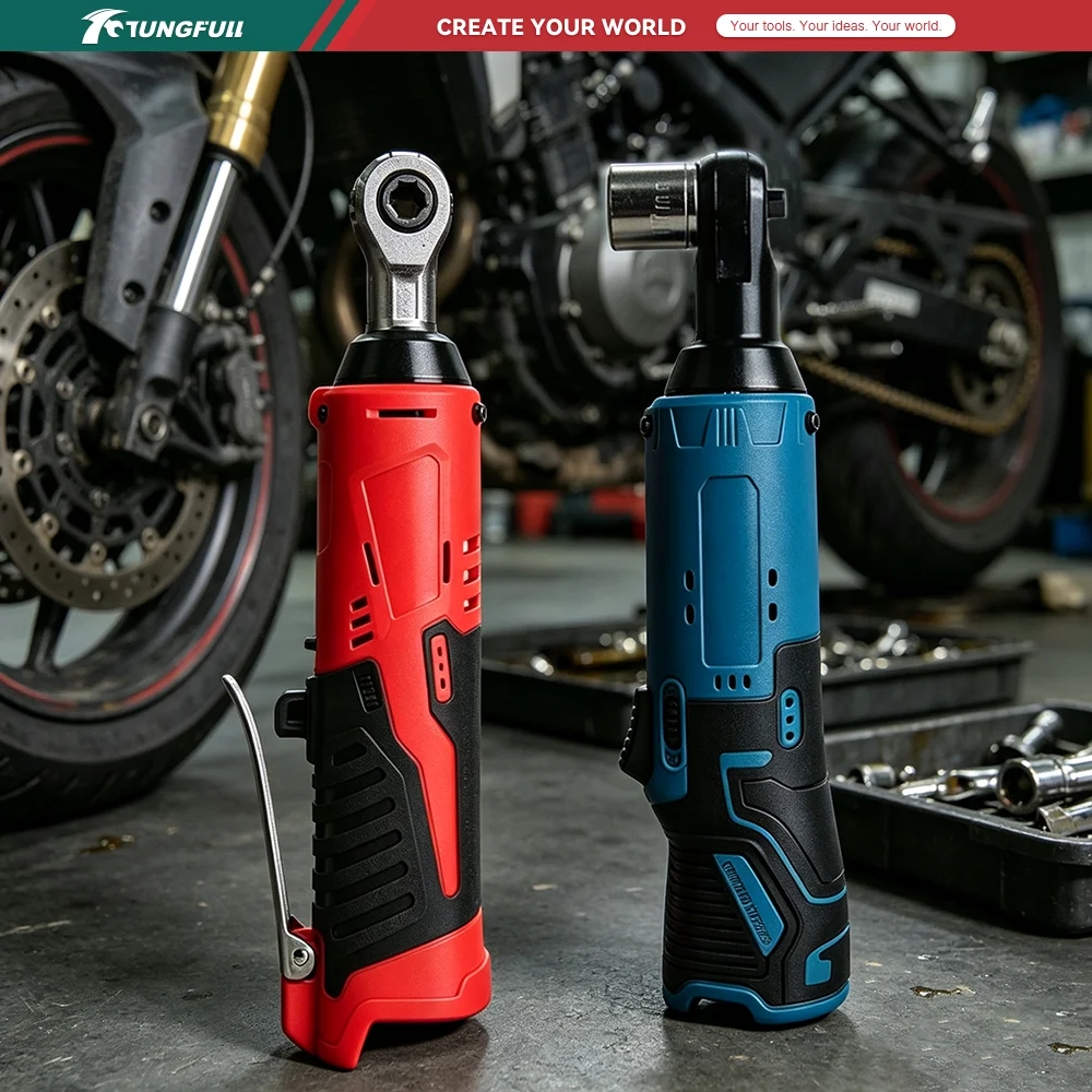 3/8 Inch Cordless Electric Ratchet Wrench Rechargeable Right Angle Wrench Portable Power Tool For Car Motorcycle Vehicle Repair