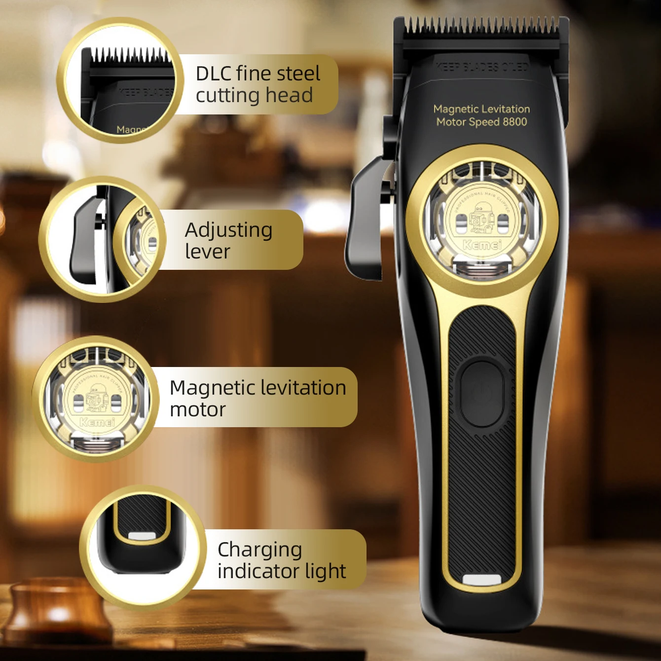 Kemei المهنية مقص الشعر الكهربائية عدة قابلة للشحن الشعر المتقلب مع قاعدة شحن ماكينة حلاقة للرجال KM-3209 KM-2373 KM-2351