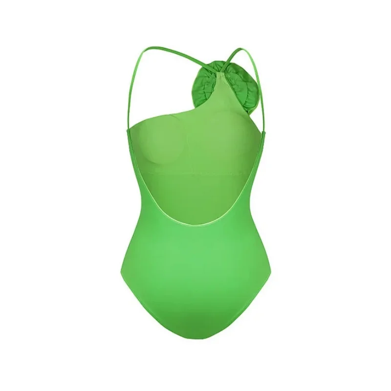 Green 3D Floral Backless Women One Piece Swimsuit Swimwear Slimming Bathing Suit Bodysuit BeachWear Bodysuit Monokini Bikini Set