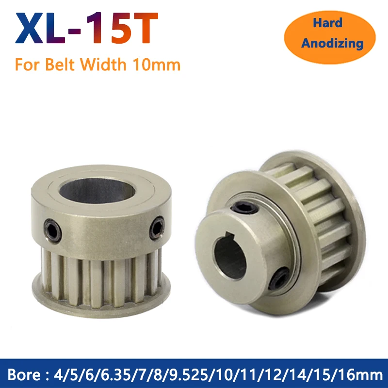 

1pc 15 Teeth XL Timing Pulley 15T Hard Anodized Aluminium Synchronous Wheel Bore 4 5 6 6.35 7-16mm for Belt Width 10mm BF K Type