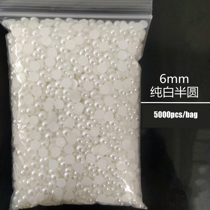 5000-10000PCS/Bag 1.5-6MM Pure White Beige Flatback Semi-Sphere Half Ball Pearls Nail Art Rhinestones Manicure Charm Accessories