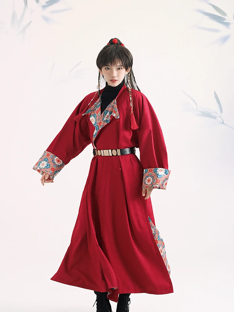 

Double-Sided Wear Tang Dynas Sle round Collar Hanfu Robe for Men And Women Missing Hip Design Spring Autumn Seasonal Clot...