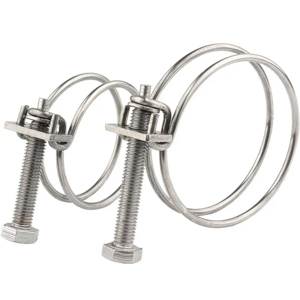 1PC Stainless Steel Hose Clamps Double Wire Fixed Throat Hoop Adjustable Fuel Tube Water Pipe Ventilation Pipe Clip Hardware