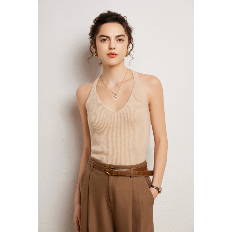 

Женский вязаный хлопковый жилет в стиле ретро с небольшим ремешком, подвесная внутренняя одежда на бретельках для офиса, простая повседневная одежда