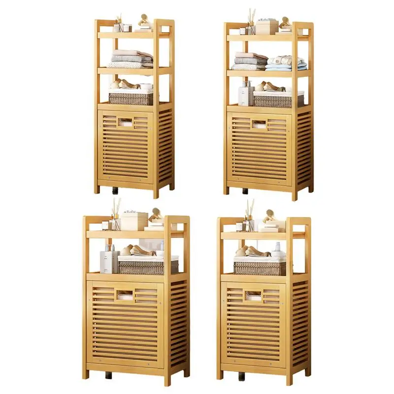 

Bathroom Laundry Hamper with Shelf 2 Tier Laundry Baskets Organizer Large Capacity Bathroom Organization Rack for Sweaters Jeans
