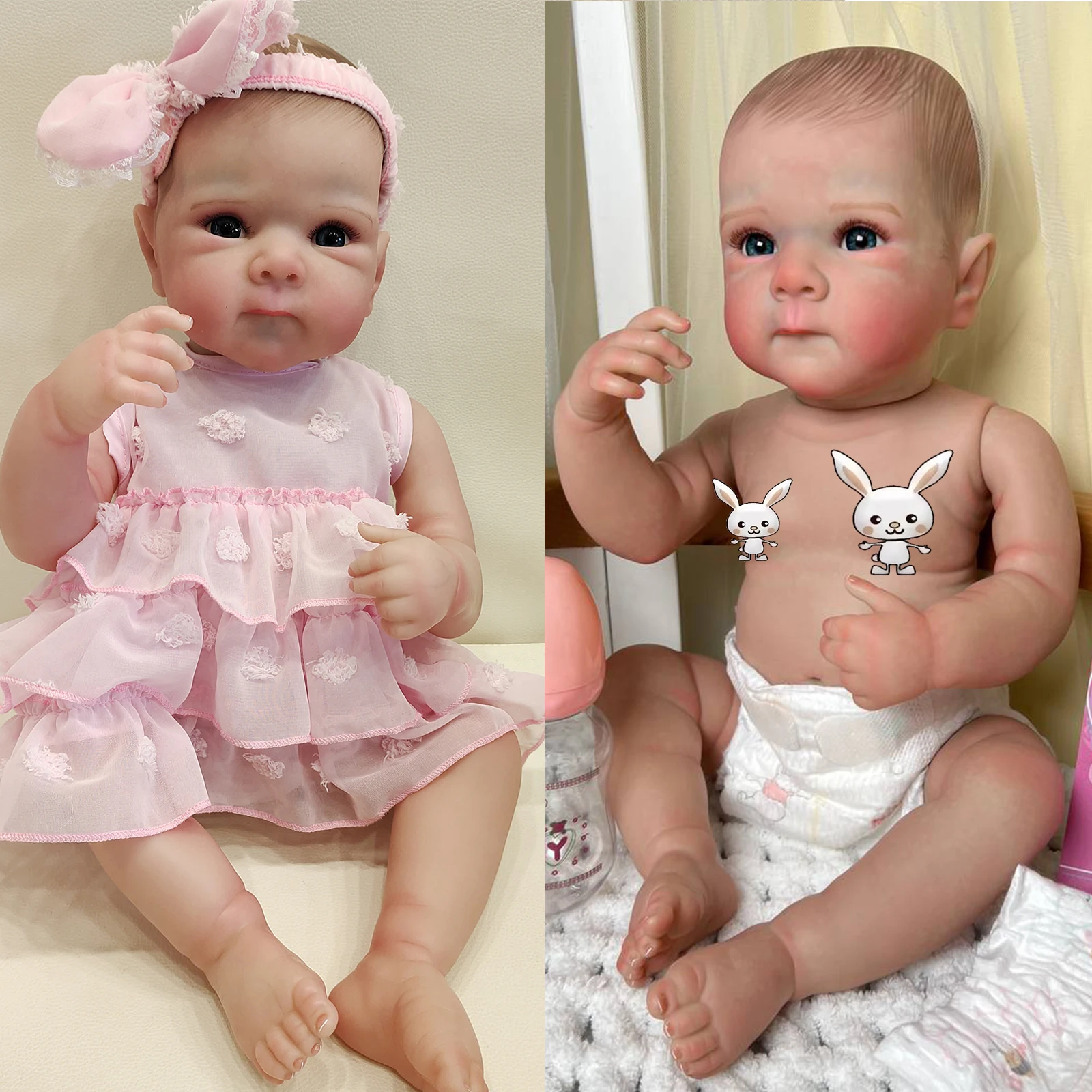 NPK 18inch Lifelike Full Body Bettie Reborn Baby Newborn Doll Cuddly Baby Multiple Layers Painting 3D Skin with Hand Draw Hair