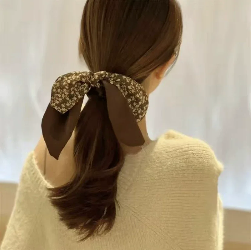 

Women's Vintage French Fashion Simple Elegant BohoScrunch Hair Ties Ponytail Bow Ribbon Scrunchie for Daily Use
