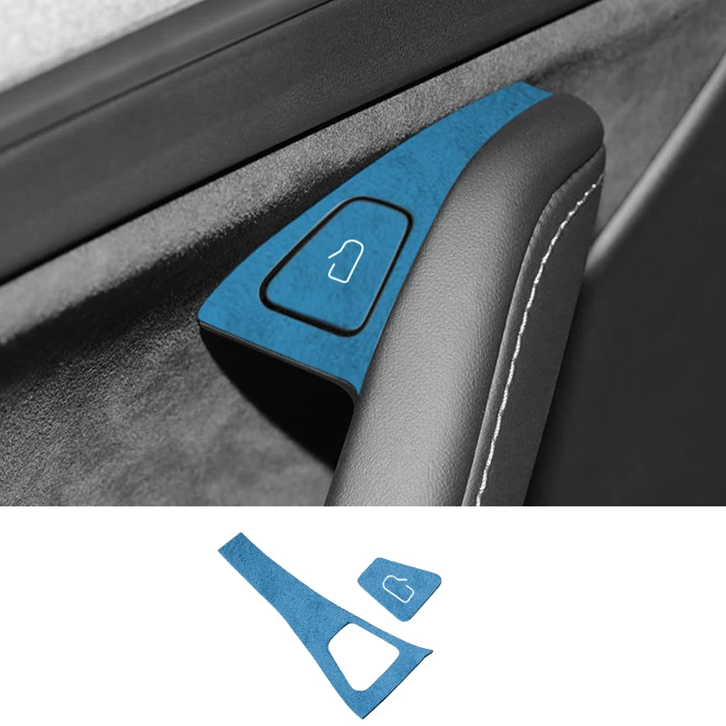 For Tesla Model 3 Y 2019-2023 Made of Alcantara Door Switch Button Decor Cover Control Panel Trim Sticker Interior Accessories