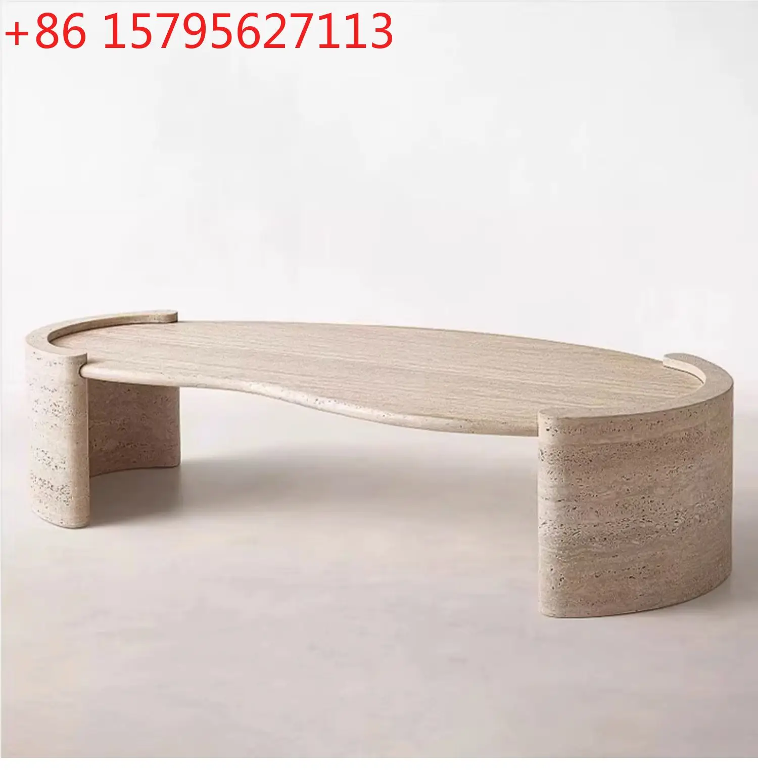 

Natural marble coffee table designer wabi wind living room old retro travertine high-end coffee table