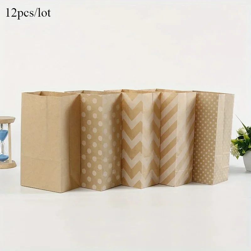 Bolsas de Papel Kraft Marrón para Almuerzo, 24x13x8cm, Bolsas de Papel al por Mayor para Aperitivos, Golosinas, Productos Horneados, Recuerdos de Fiesta, Comida para Llevar, Manualidades, Regalos