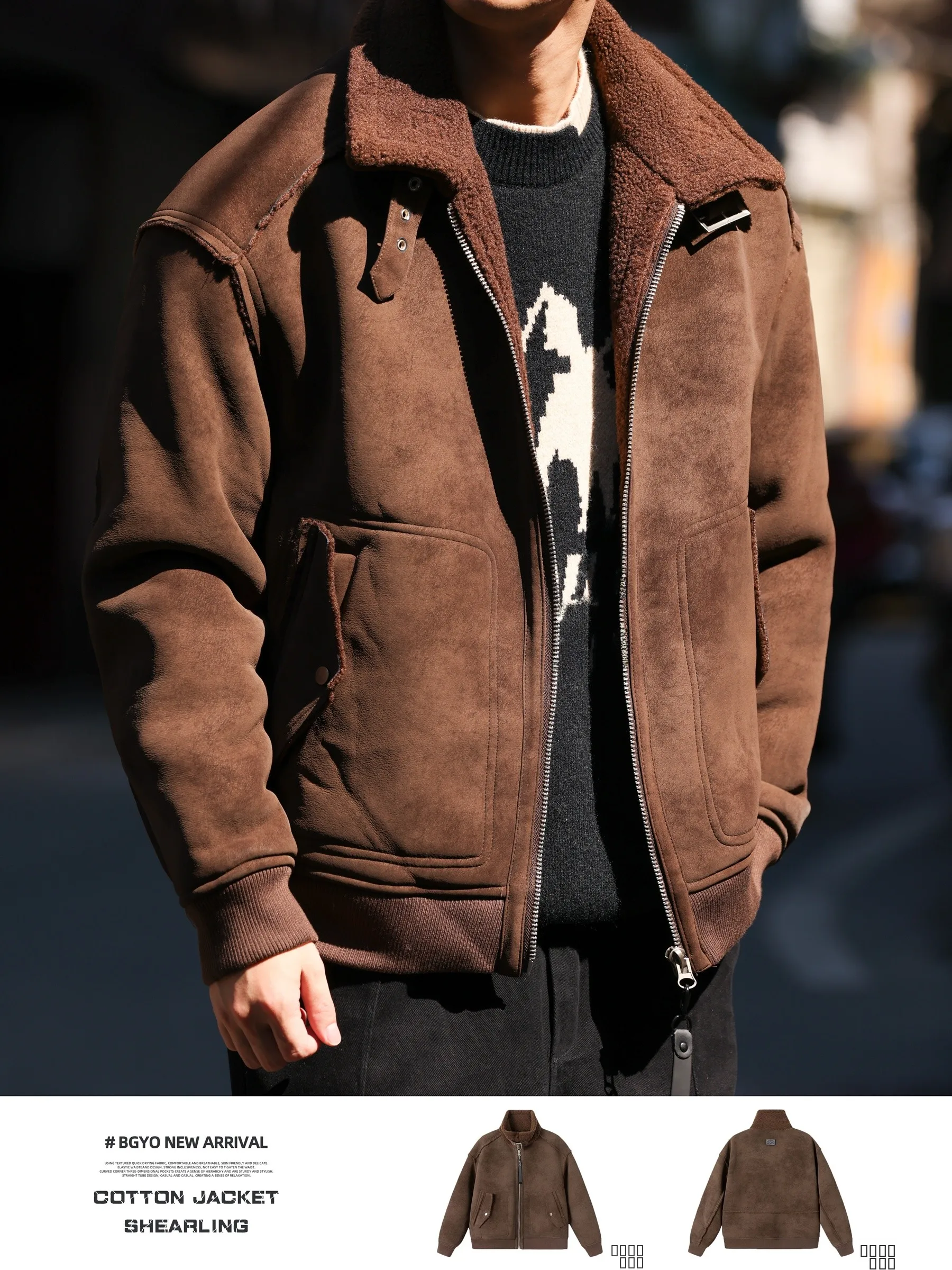 

Мужская куртка-бомбер BGYO Deer Rise American B3 с подкладкой из овечьего меха, теплая, с длинными рукавами, свободного кроя, молодежная, модная, повседневная верхняя одежда