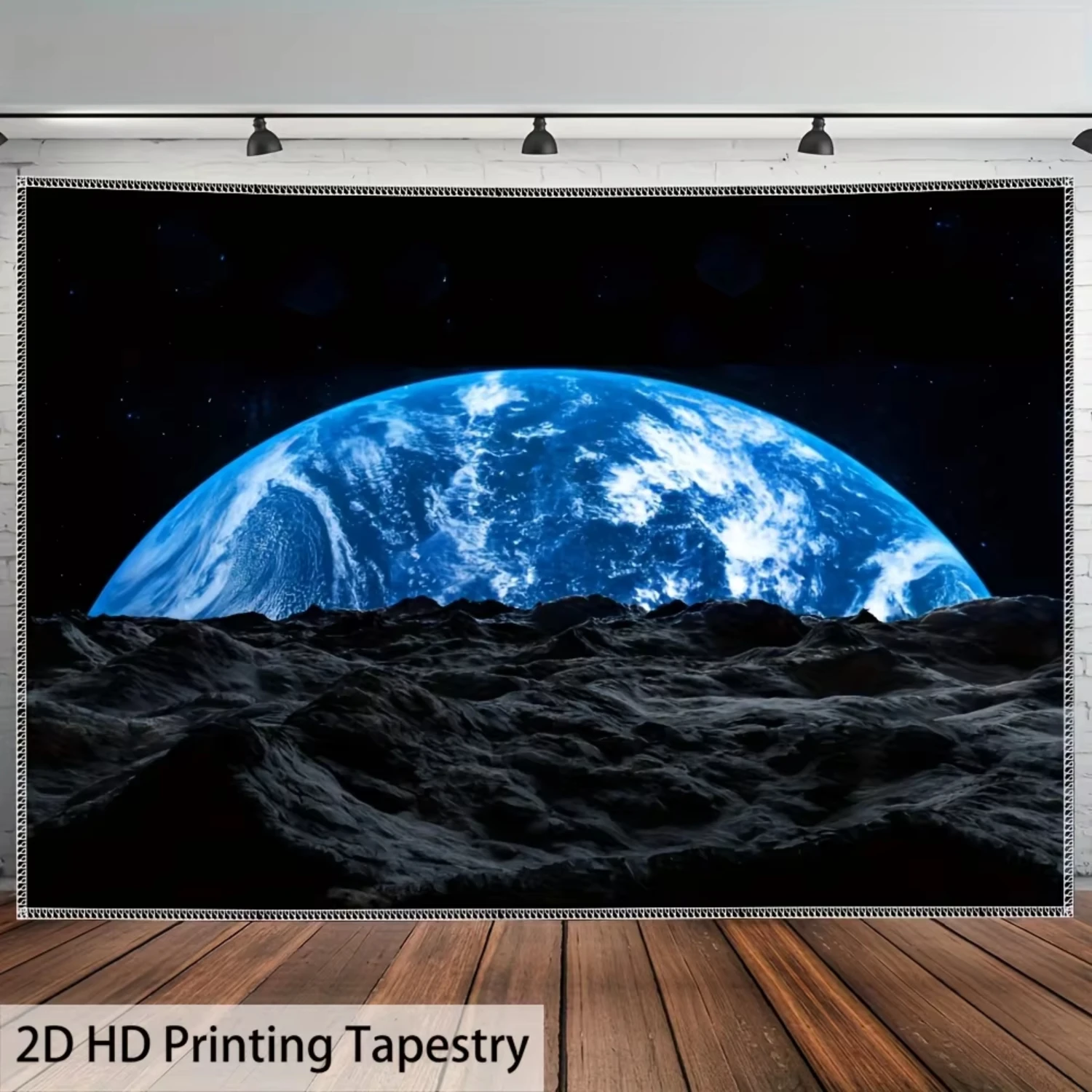 VIKAMA Cosmic Perspective HD Tapestry Earth as Seen from the Moon Planetary Living Room Feature Wall Living Room Decor