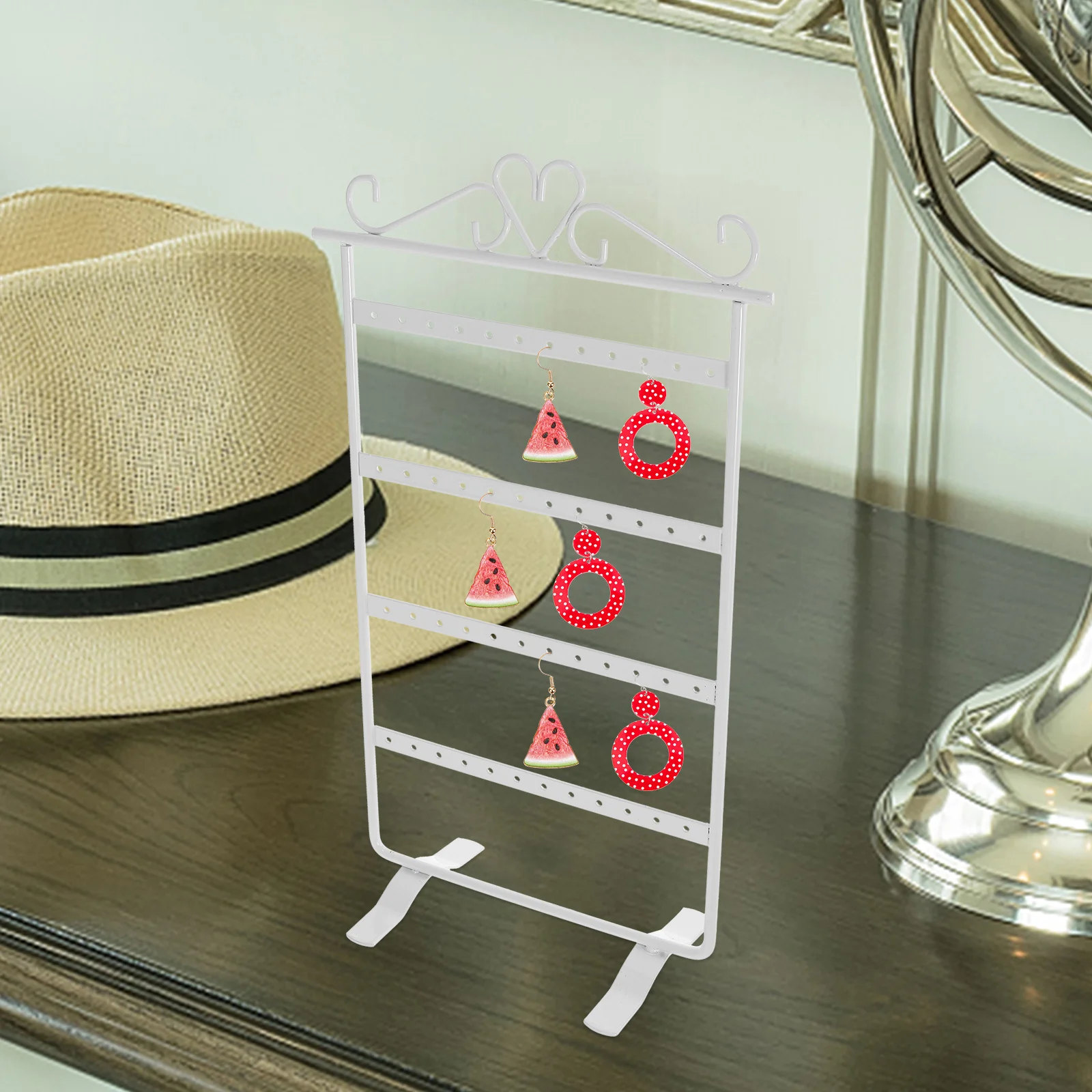 Earrings Hanging Rack White Metal Jewelry Display Stand For Earrings Necklaces Bracelets Storage Organizer Jewelry Holder