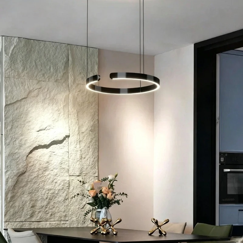 SANDYHA Modern Ring Pendant Lamp Remote Control Dimmable Warm White Eye Protection Led Chandelier Kitchen Island Dining Room