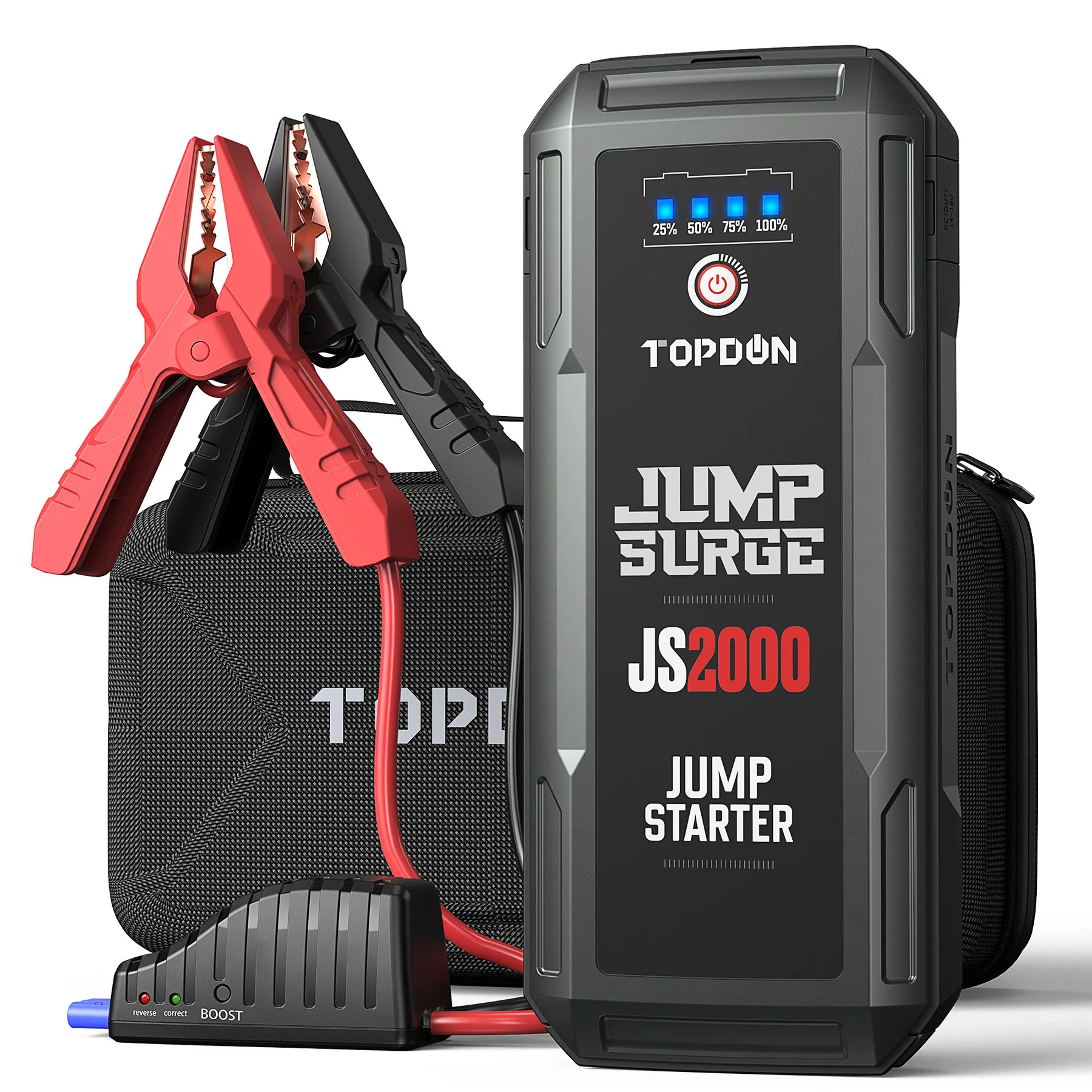 TOPDON JS2000 8L Gas 6L Diesel Multi Function Car Buster Jump Starter 2000A 12V Portable Auto Battery Jump Pack Booster