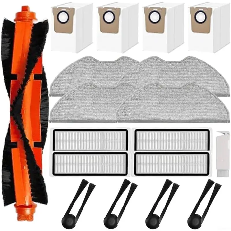 

M04K Replacement Side Brushes,Filters Mop Pads Dust Bags For Xiaomi Robot Vacuum H40 OV51 Cleaner Set