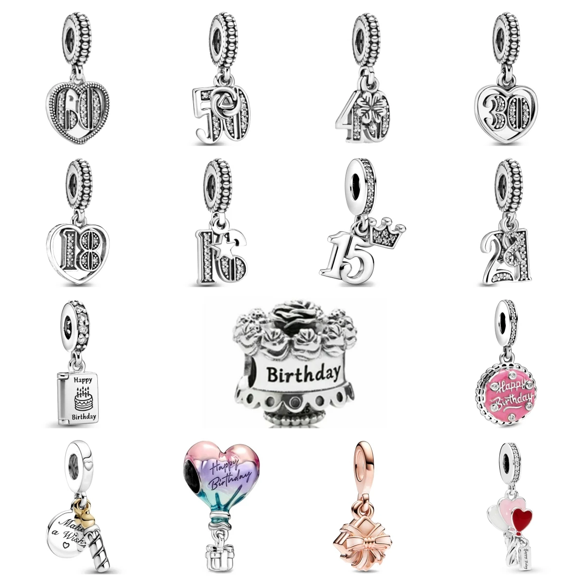 Nueva moda, colgante de globo aerostático de pastel de cumpleaños de Plata de Ley 925, compatible con pulsera de dijes originales, regalo de joyería para mujer