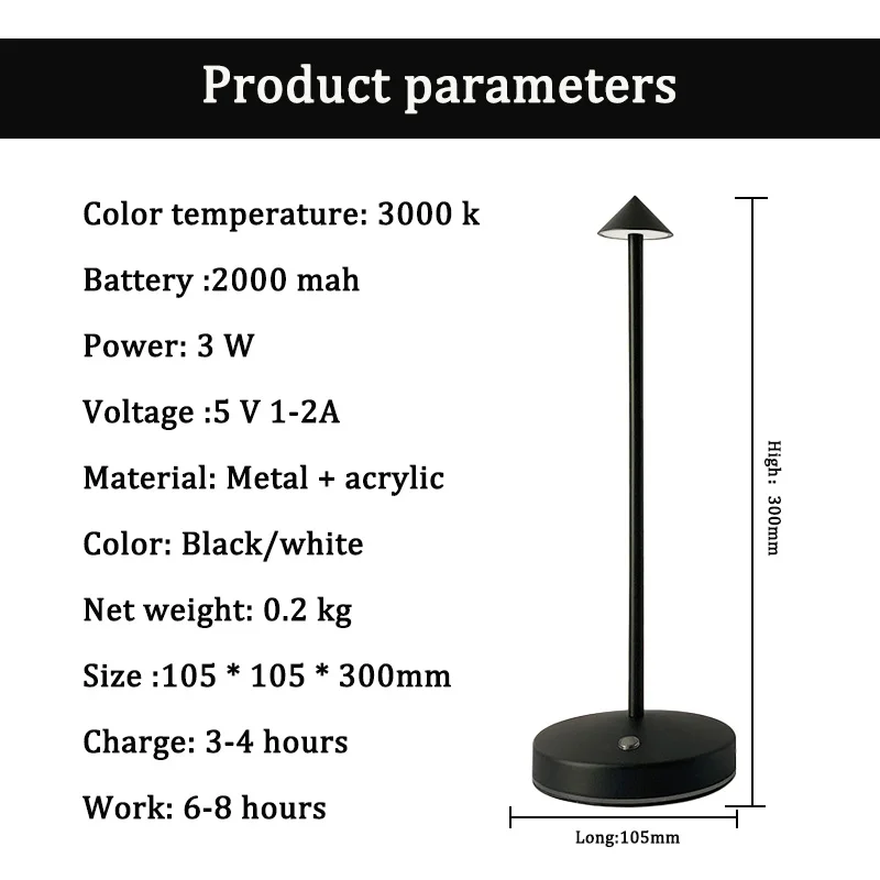 Nordic Luxury Touch Lamp Rechargeable Cordless Led Battery Table Lamp For Bedroom Restaurant Night light Romantic Desk Lamp