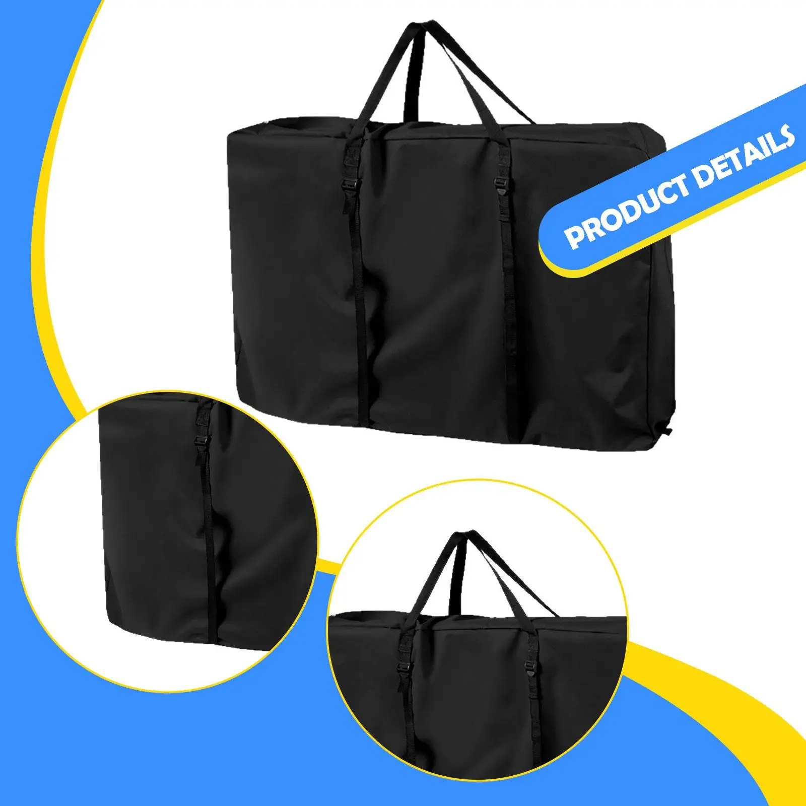 Storage Bag for Folding Chairs, Zippered Cover for Folding Recliner Chairs, Lightweight Carrying Case for Folding Sun Loungers