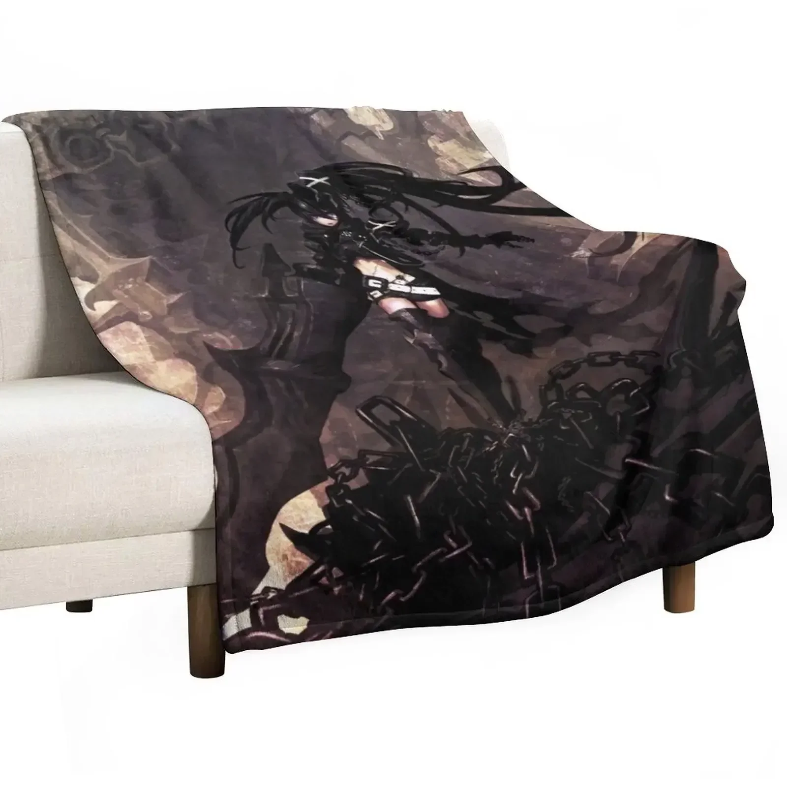 Black rock shooter Throw Blanket Luxury Designer Blankets For Sofas Sofas Blankets Sofas Of Decoration Flannels Furry Blankets