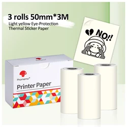 3 rotoli/scatola Phomemo 10 anni di carta termica 53mm x 8M Non appiccicoso senza BPA per Phomemo M02/M02 Pro/M02S/M03 Mini stampante portatile