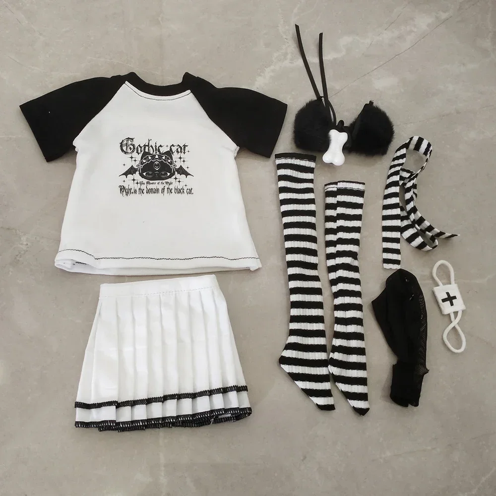 1/4 Doll's Clothes Suit Skirt or Shorts Set for 45cm Bjd Doll Girl Toy Dress Up Play House Black White Doll Accessories, No Doll