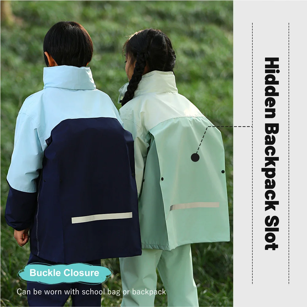 بدلة LOlanta Kids المقاومة للماء معطف واق من المطر وسترة وبنطلون طقم بدلة بركة مع سحاب للأولاد والبنات من عمر 8 إلى 14 سنة