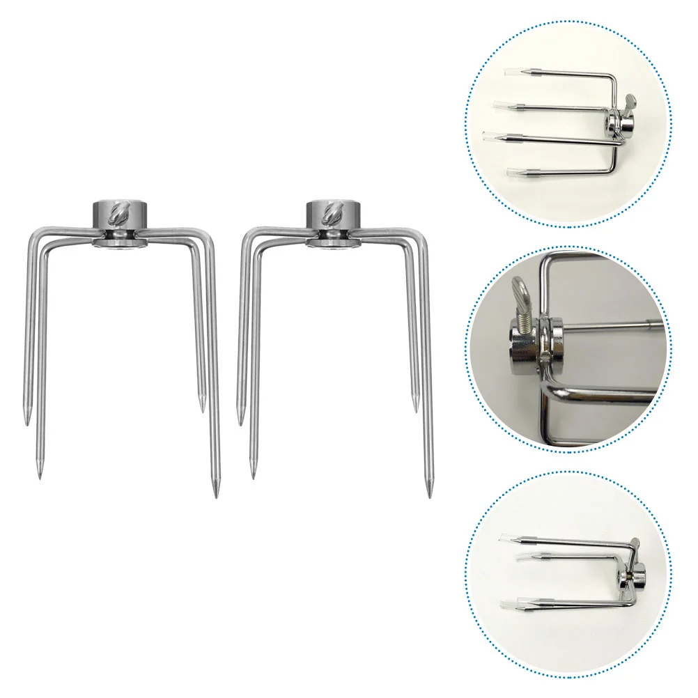 

2 Pcs Barbecue Fork Meat Forks Grill Rotisserie Skewer Grills Supplies BBQ Iron Spit Rods