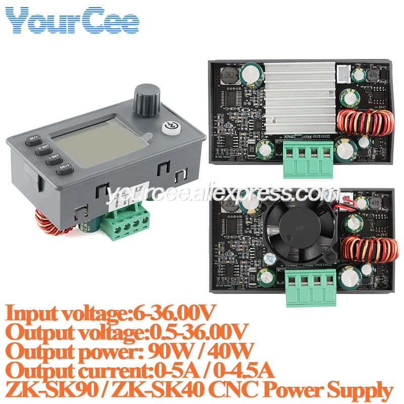 

SK90 SK40 Buck Boost CNC DC Adjustable Voltage Regulated Stabilized Laboratory Power Supply 6-36V 40W/90W CC CV Charging Module