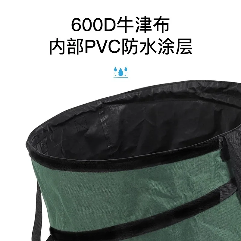 Tas Pengumpul Daun Kapasitas Besar Kain Oxford Hortikultura, Tahan Air, Tebal, Penyimpanan Ember Lipat Portabel