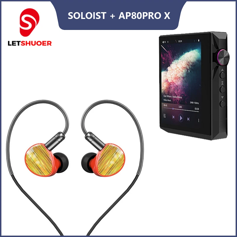 

Letshuoer Soloist HIFI IEMs In-ear Wired Headphones Dynamic Driver with Dual Pin+Hidizs AP80PRO X Lossless DAC MP3 Music Player