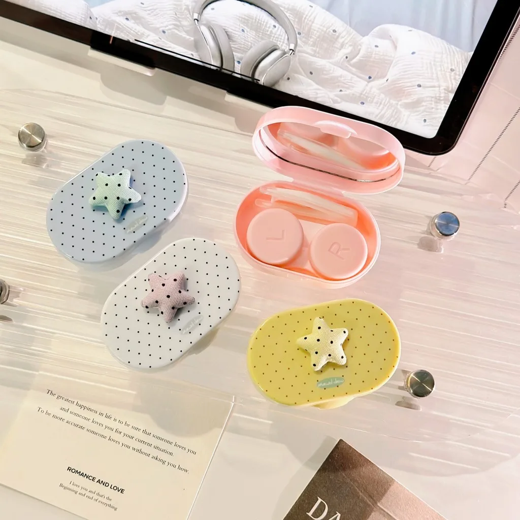 Colored Contact Lens Case Soft Built In Mirror Contact Lens Case Contact Lens Care Kit Practical For Daily Commuting Left And