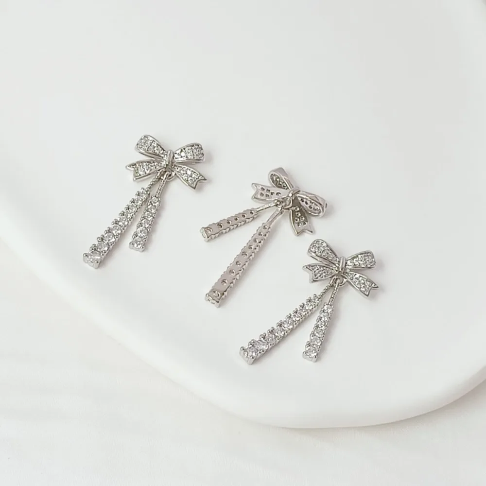 14K Gold-plated, Zircon Inlaid, Bow, Tassel, Pendant, Bracelet, Beaded Diy Handmade Jewelry Accessory