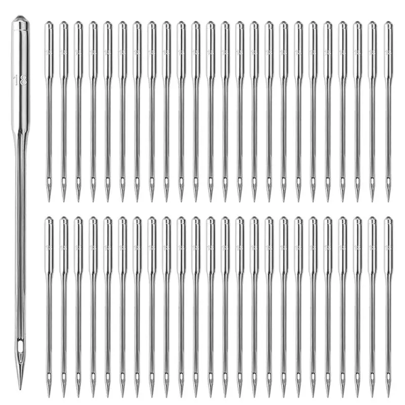A04G-200PCS Sewing Machine Needles Universal Sizes Heavy Duty Sewing Machine Needles For Embroidery Leather Jeans (110/18)